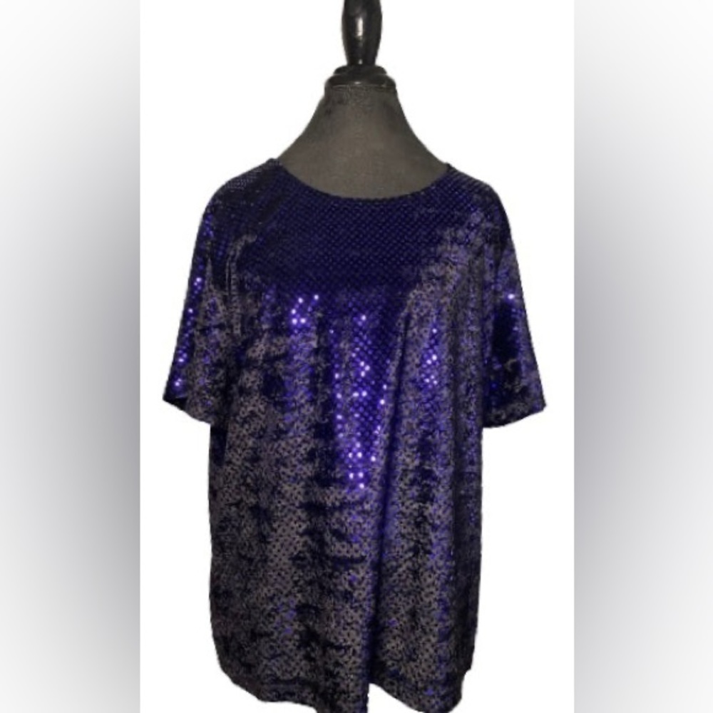 Velvet Sequined Look Plus Size Shirt
